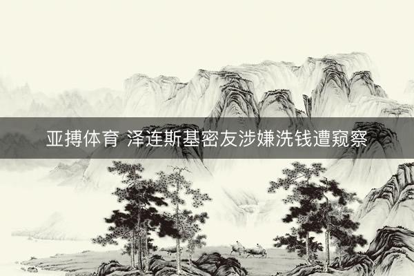 亚搏体育 泽连斯基密友涉嫌洗钱遭窥察