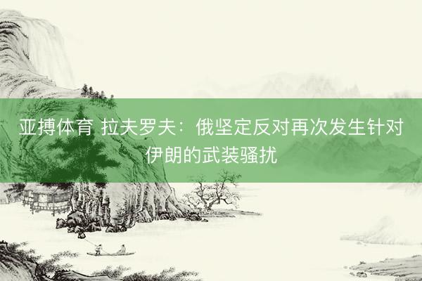亚搏体育 拉夫罗夫：俄坚定反对再次发生针对伊朗的武装骚扰