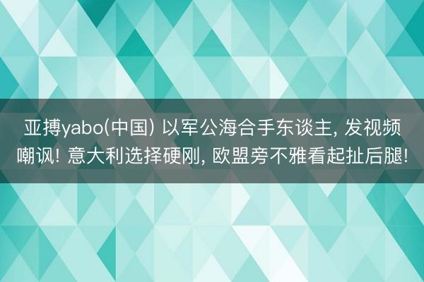 亚搏yabo(中国) 以军公海合手东谈主， 发视频嘲讽! 意大利选择硬刚， 欧盟旁不雅看起扯后腿!