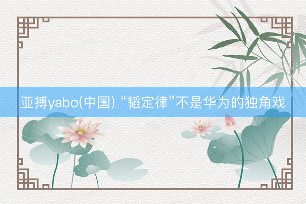 亚搏yabo(中国) “韬定律”不是华为的独角戏