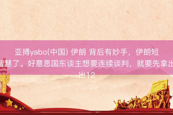 亚搏yabo(中国) 伊朗 背后有妙手，伊朗短暂智慧了。好意思国东谈主想要连续谈判，就要先拿出12