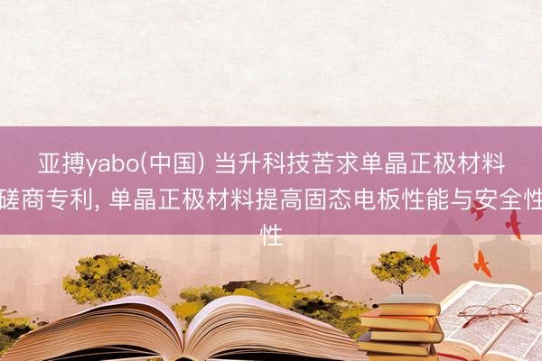 亚搏yabo(中国) 当升科技苦求单晶正极材料磋商专利， 单晶正极材料提高固态电板性能与安全性