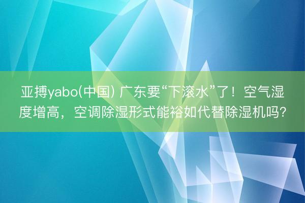 亚搏yabo(中国) 广东要“下滚水”了！空气湿度增高，空调除湿形式能裕如代替除湿机吗？