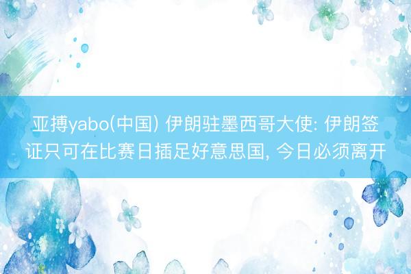 亚搏yabo(中国) 伊朗驻墨西哥大使: 伊朗签证只可在比赛日插足好意思国， 今日必须离开