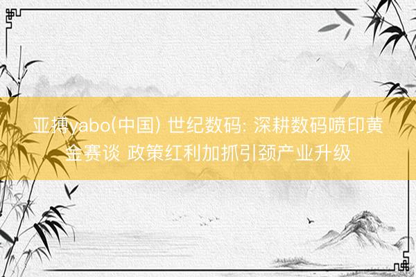 亚搏yabo(中国) 世纪数码: 深耕数码喷印黄金赛谈 政策红利加抓引颈产业升级